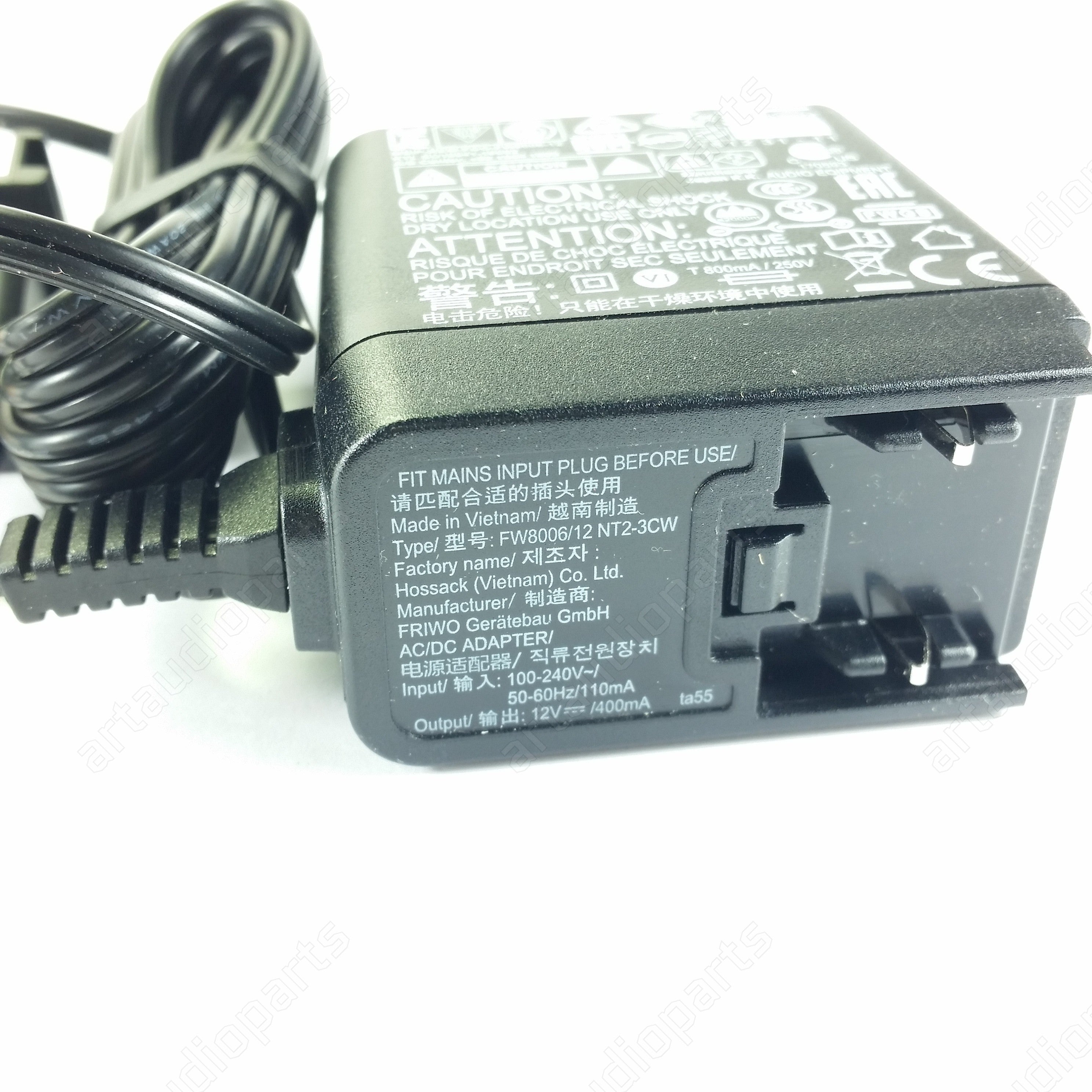 NT2-3 EU Power supply 12V-400mA for Sennheiser Evolution Wireless G1 G2 G3 kits