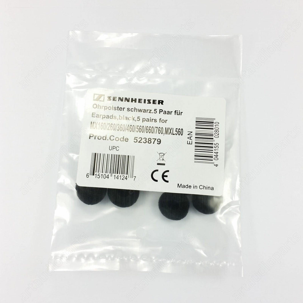 523879 Black Foam Ear Pads (5 Pairs) For Sennheiser MX560 MX660 MX760 MXL560 - ArtAudioParts