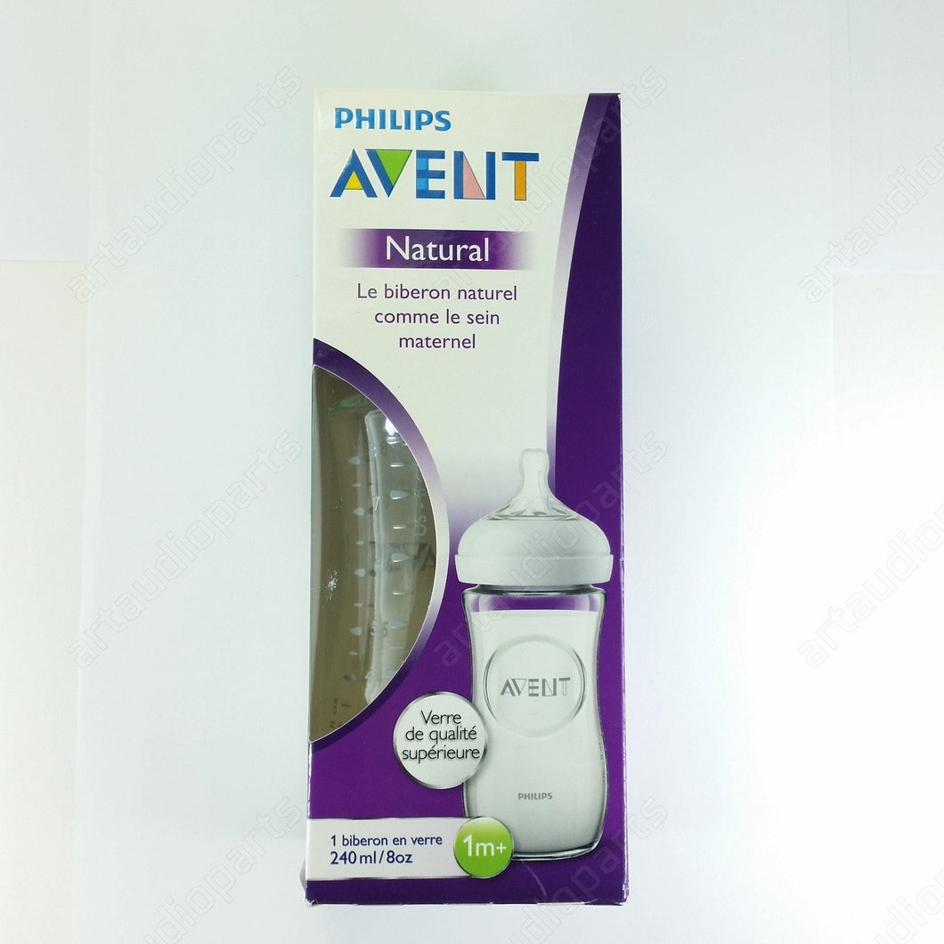 Avent Natural Glass Baby Bottle Philips SCF673/17 240ml Slow Flow Nipple 1m+ - ArtAudioParts