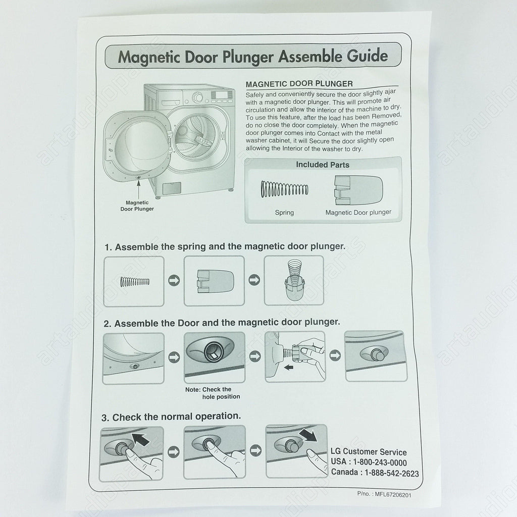 Magnetic Door Plunger for LG WM2140CW WM2240CS WM2250CW WM2350HNC WM2550HVCA - ArtAudioParts