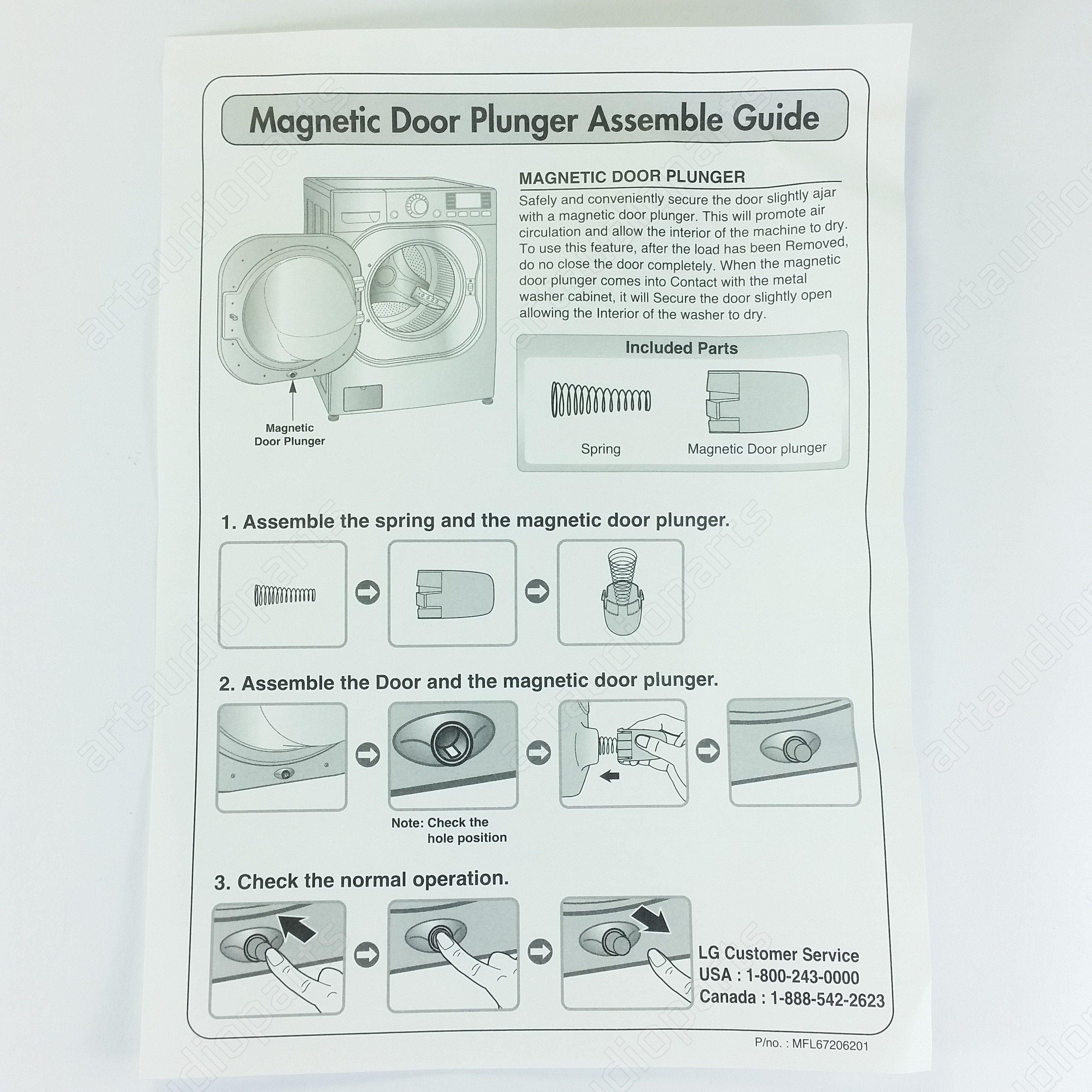 Magnetic Door Plunger for LG WM2140CW WM2240CS WM2250CW WM2350HNC WM2550HVCA - ArtAudioParts