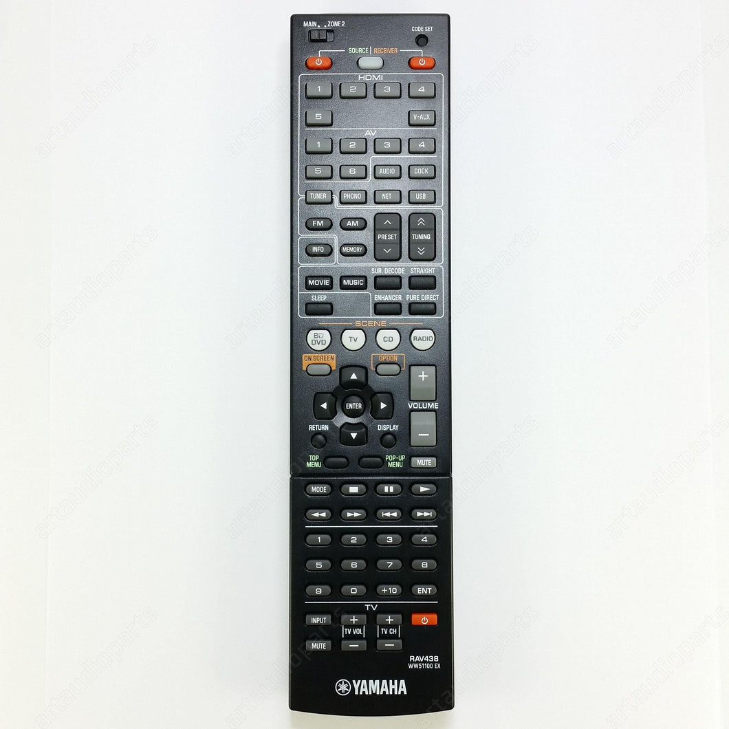 Remote control RAV438 for Yamaha RX-V671 HTR-6064 RX-A710 - ArtAudioParts
